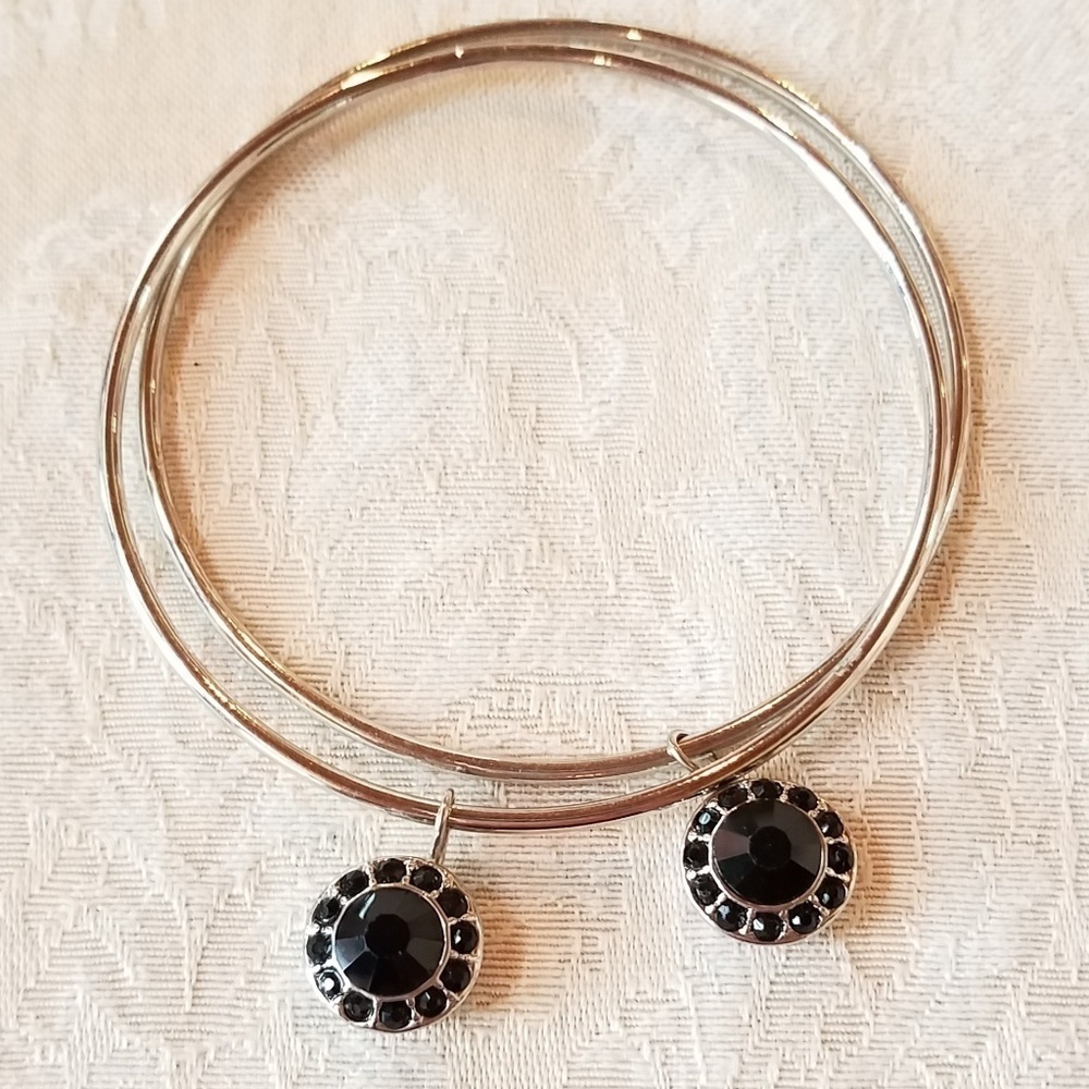 Bangle Set W/ Dangling Crystal Charms